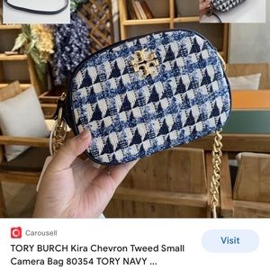 TORY BURCH Navy Tweed Purse with dust bag